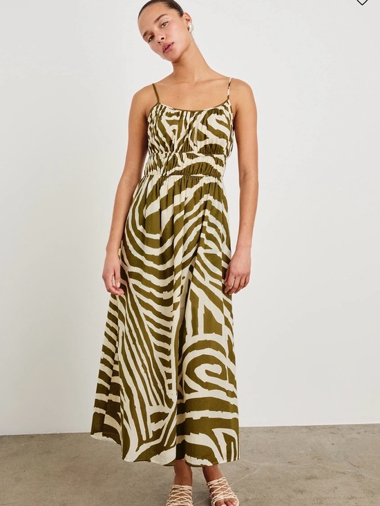 Rails Dresses & Skirts - Rails Fatima Olive & Cream Zebra-Print Maxi Dress with Spaghetti Straps